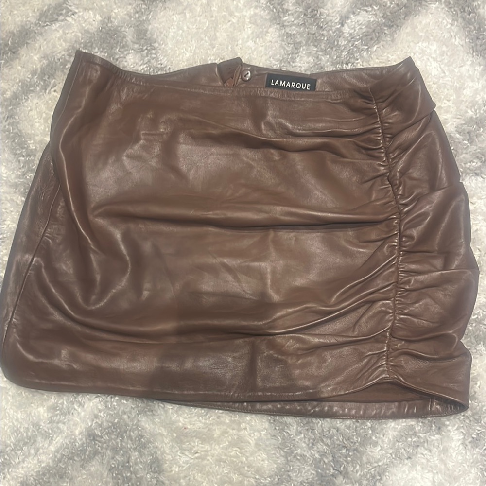 Lamarque Brown Leather Skirt